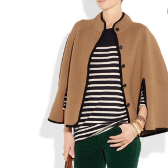 J. Crew Jackets & Blazers - J CREW TAN BLACK CAPE JACKET COAT SWEATER